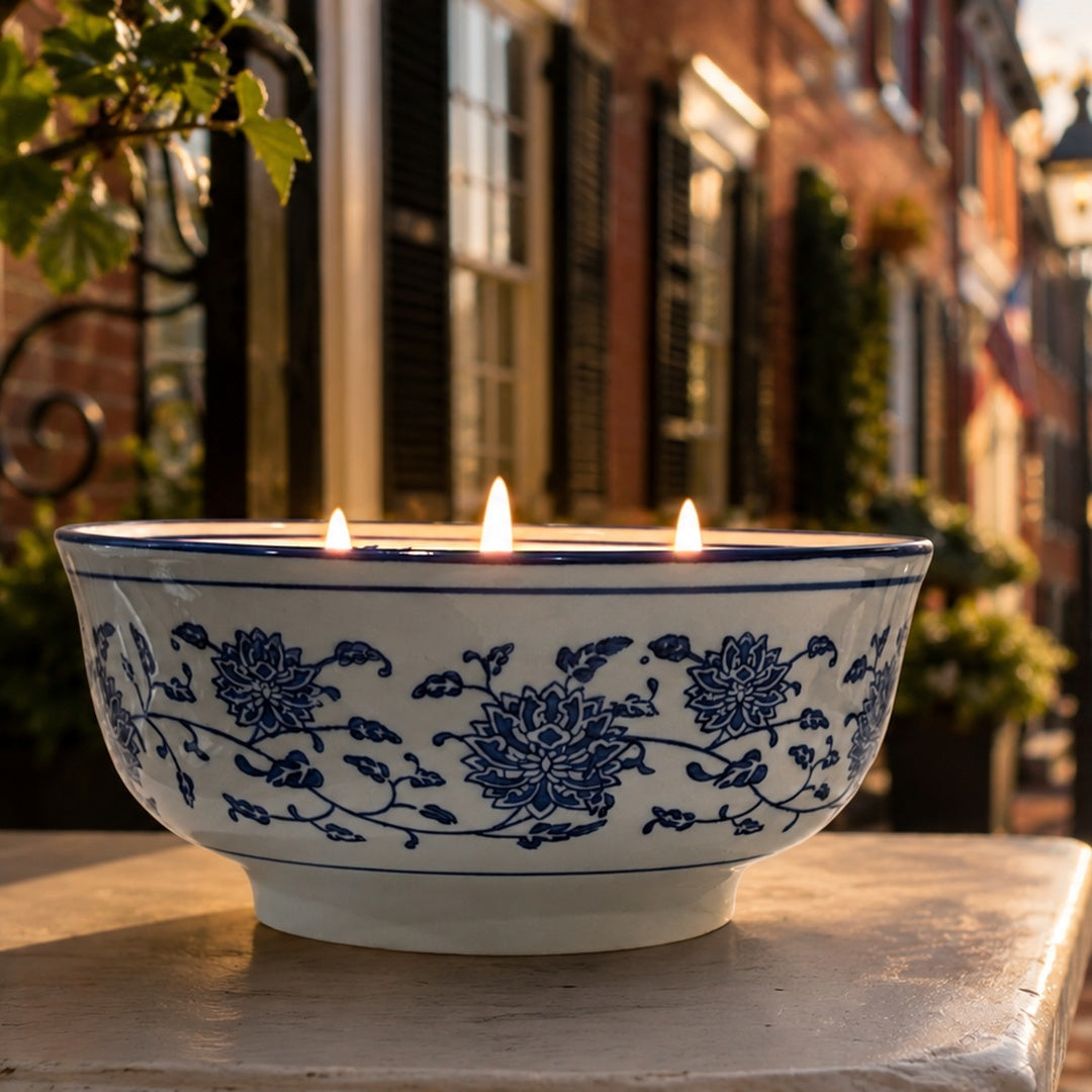 Bashford and Pitt candle styled with Old Town Alexandria historic streetscape imagery