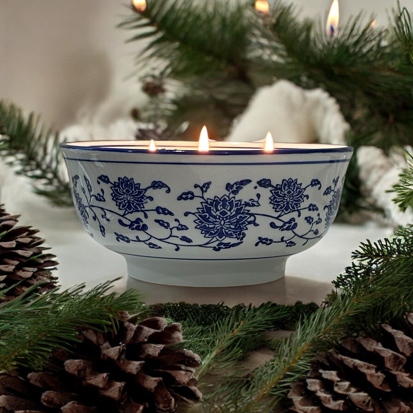 Winter Woods — Blue & White Bowl Candle