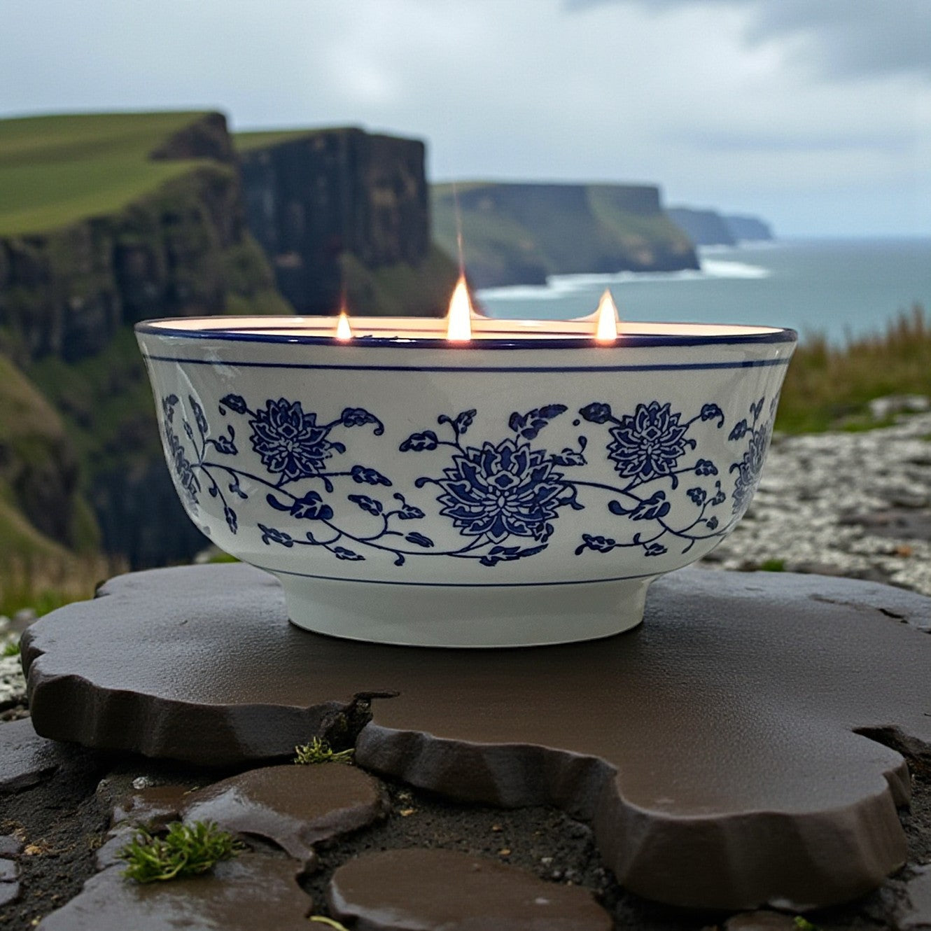 Harbor’s Edge — Blue & White Candle